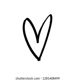 Hand draw ink simple cute heart illustration. Love symbol. Decor element for logo, label, emblem, poster, postcard and other