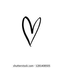 Hand draw ink simple cute heart illustration. Love symbol. Decor element for logo, label, emblem, poster, postcard and other