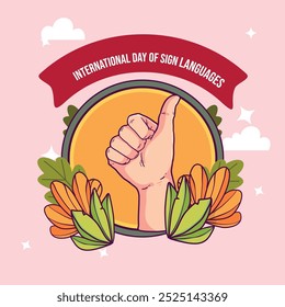 hand draw international day of sign languages illustration	