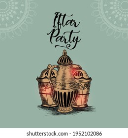 Hand draw invitation card of iftar party