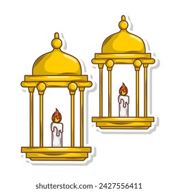 Hand draw islamic lantern for ramadhan kareem 