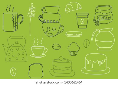 hand draw isolated set of kitchen utensil
