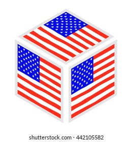 Hand draw isometric vector squared flag of USA. For ui, web games, tablets, wallpapers, and patterns.