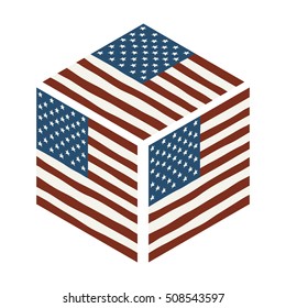 Hand draw isometric vector squared flag of USA. For ui, web games, tablets, wallpapers, and patterns.