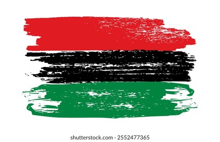 Dibujar a mano Juneteenth Anuncio del Día de la Libertad Bandera panafricana en rojo, negro, verde Pintura grunge salpicaduras aisladas sobre fondo blanco. Ilustración vectorial