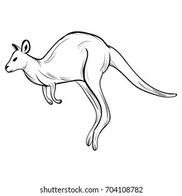 hand draw kangaroo style sketch tattoo on white background