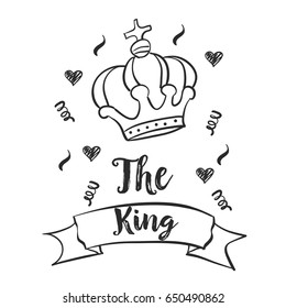 Hand draw king crown doodles