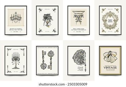 Hand draw la dolce vita posters template. Modern trendy minimal style. Doodle Wallpaper, wall decor, print, postcard, cover, template, banner. summer holidays in the village of Provence.