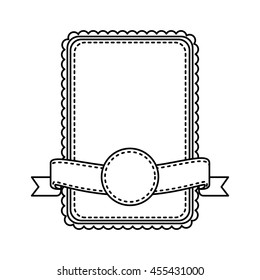 Hand draw label concept represented by frame with ribbon icon. Isolated and flat illustration. 