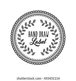 Hand draw label concept represented by decorated seal stamp icon. Isolated and flat illustration. 