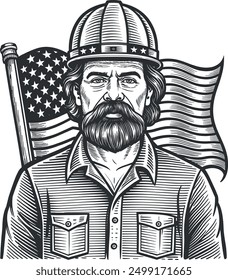 Hand draw of Labor Day man