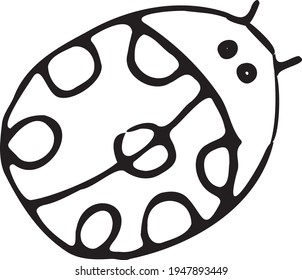 Hand draw Lady bug. Digital illustration. Outline