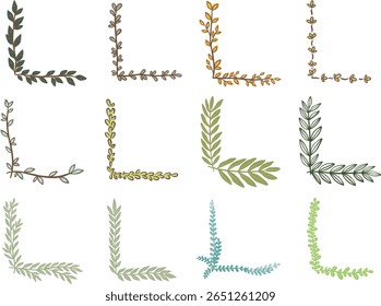 Illustration de coin de feuille dessinée à la main pour la décoration sur la nature, sain, boissons au thé et concept de style de vie biologique.