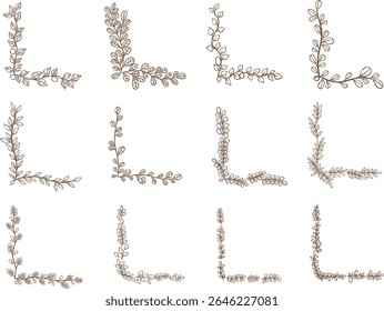 hand draw Leaf and ivy conner illustration for decoration on nature, healthy, tea drinks and organic life style concept.