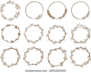 hand draw Leaf wreath illustration for decoration on nature, healthy, tea drinks and organic ilfe style concept.