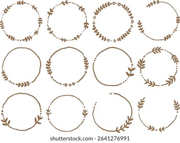 hand draw Leaf wreath illustration for decoration on nature, healthy, tea drinks and organic ilfe style concept.	
