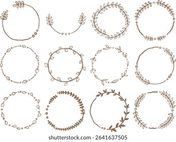 hand draw Leaf wreath illustration for decoration on nature, healthy, tea drinks and organic ilfe style concept.	
