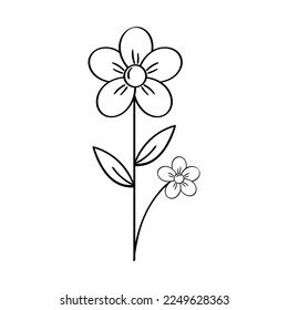 Dibujo manual de hojas y elemento de flor