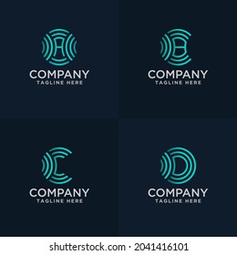 Hand Draw Letter A,B, C and D  with Signal Logo Concept
