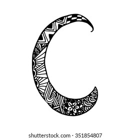 hand draw the letter C zentangle and doodle floral patterns can be used for backgrounds, logo, flyers, gift cards, tatoo, printing on T-shirts