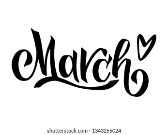 Hand Draw Lettering Month year isolated