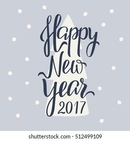Hand draw lettering template of Christmas concept. Brush pen invitation or postcards. Seasons and holidays greeting card of New Year and xmas holidays.