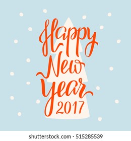 Hand draw lettering template of Christmas concept. Brush pen invitation or postcards. Seasons and holidays greeting card of New Year and xmas holidays.