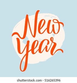Hand draw lettering template of Christmas concept. Brush pen invitation or postcards. Seasons and holidays greeting card of New Year and xmas holidays.