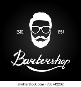 Hand draw lettering in vector. Barber shop modern calligraphy. Hipster vector illustration.