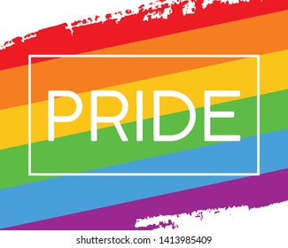Hand draw LGBT pride flag in vector format. Rainbow flag with word PRIDE for poster. LGBTQ love symbol background. Concept design