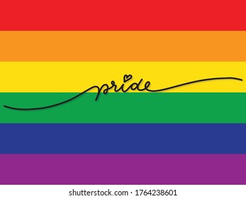 Hand draw LGBT pride Hand written lettering isolated. Vector template for poster, social network, banner, cards. word PRIDE for poster. LGBTQ love symbol background. Concept design.