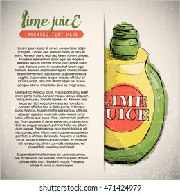 Hand draw of lime juice. Vector illustration.