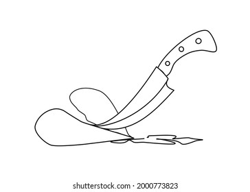 El arte de trazar líneas de mano roto se cortó por separado con Knife. Aislar sobre fondo blanco. Copiar espacio para el texto. Ilustración del vector 