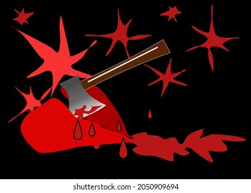 Hand draw line art broken heart was cut separate with Ax.Isolate  on black background. Copy space for your text.
