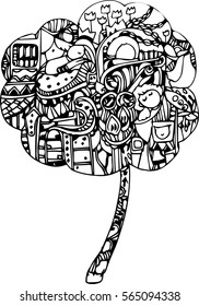 hand draw of line art design for card