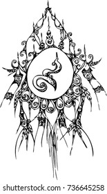 hand draw of line art design for tattoo