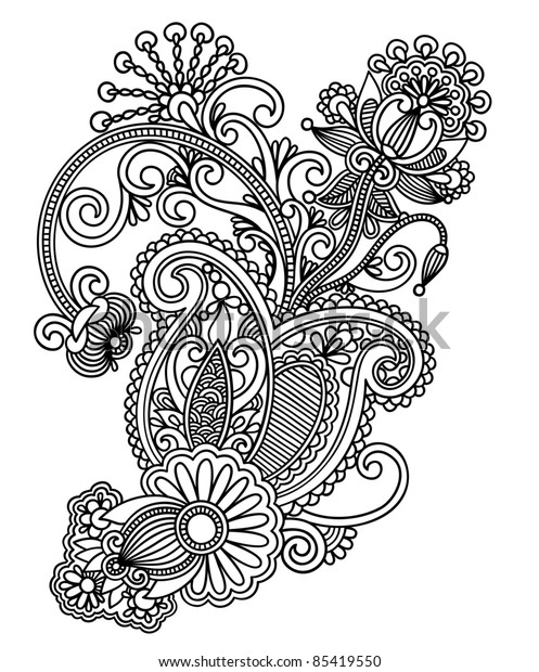 Hand Draw Line Art Ornate Flower Stock Vector (Royalty Free) 85419550 ...