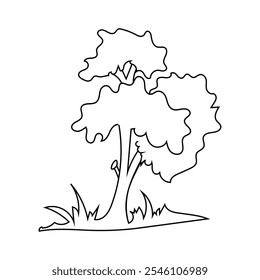 Dibujar a mano línea de arte árbol Vector	 diseño