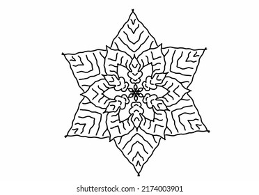 Hand draw line floral mandala