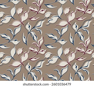 Hand draw line leaves pattern. Abstract pattern design