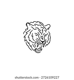 hand draw line tiger head logo