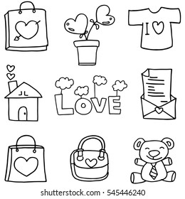 Hand draw of love doodles