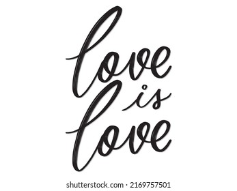 Hand draw Love is Love LGBT pride Hand written lettering isolated. Vector template for poster, social network, banner, cards. word PRIDE for poster. LGBTQ love symbol background. Concept design.