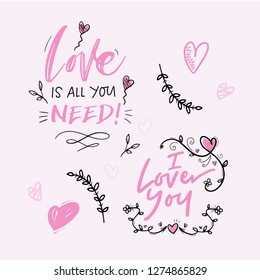 Hand draw Love ornaments vector illustration