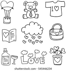 Hand draw love theme of doodles