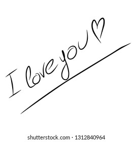 Hand draw I love you text, heart and love vector 