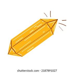 Dibujar a mano el cristal mágico del cuarzo sobre un fondo blanco. Amamatista amarillo, ilustración vectorial.	