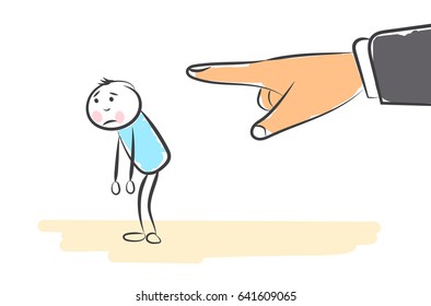 hand draw the man angrily kicked. Doodle miniature scenes. Hand drawn vector illustration for web design and infographic.