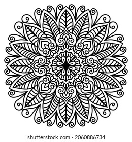 Hand draw of mandala with floral ornament pattern.	