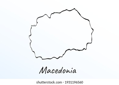 Hand Draw Map Macedonia Black Line Stock Vector (Royalty Free ...